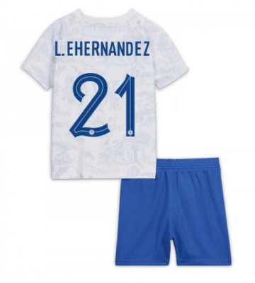 Frankrike Lucas Hernandez #21 Borta Kläder Barn VM 2022 Kortärmad (+ Korta byxor)